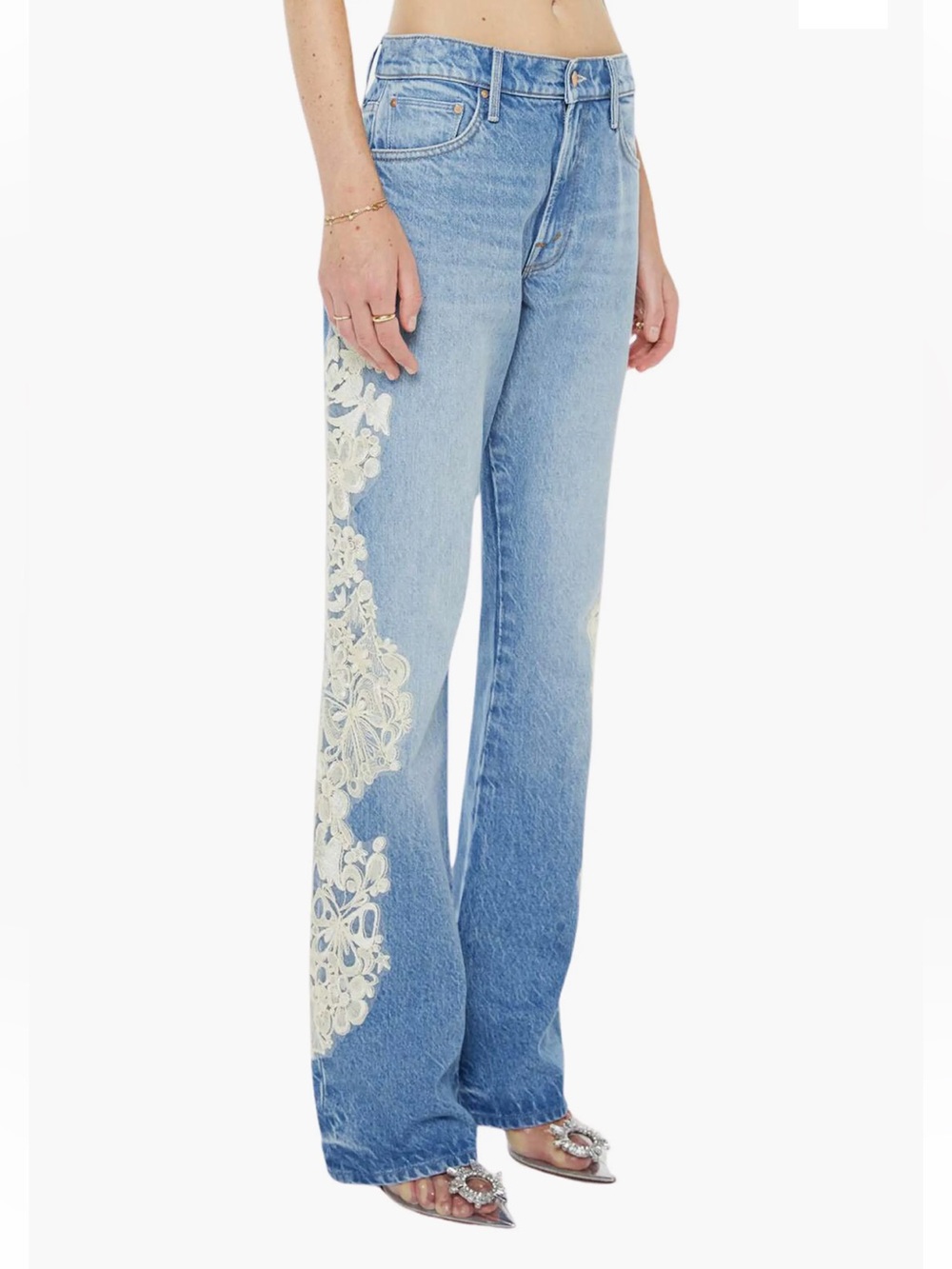 MOTHER The Chomp Heel Lace Trim Bootcut Jeans